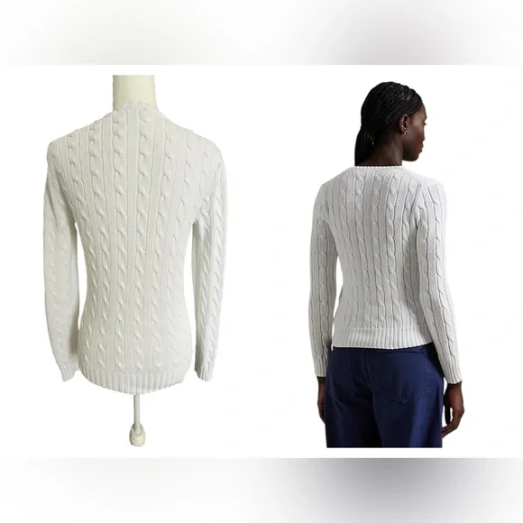 Polo Ralph Lauren Cable-Knit Cotton V-Neck Sweater – Women’s Medium - Picture 2 of 12